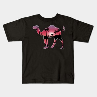 Camel Beautiful Sunset Beach Palm Tree Kids T-Shirt